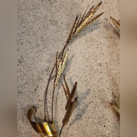 Set Of 2 Wheat Stalk Metal Art Wall Hanging Brass & Copper MCM Sculpture 30” - Picture 2 of 6